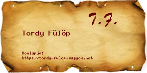 Tordy Fülöp névjegykártya
